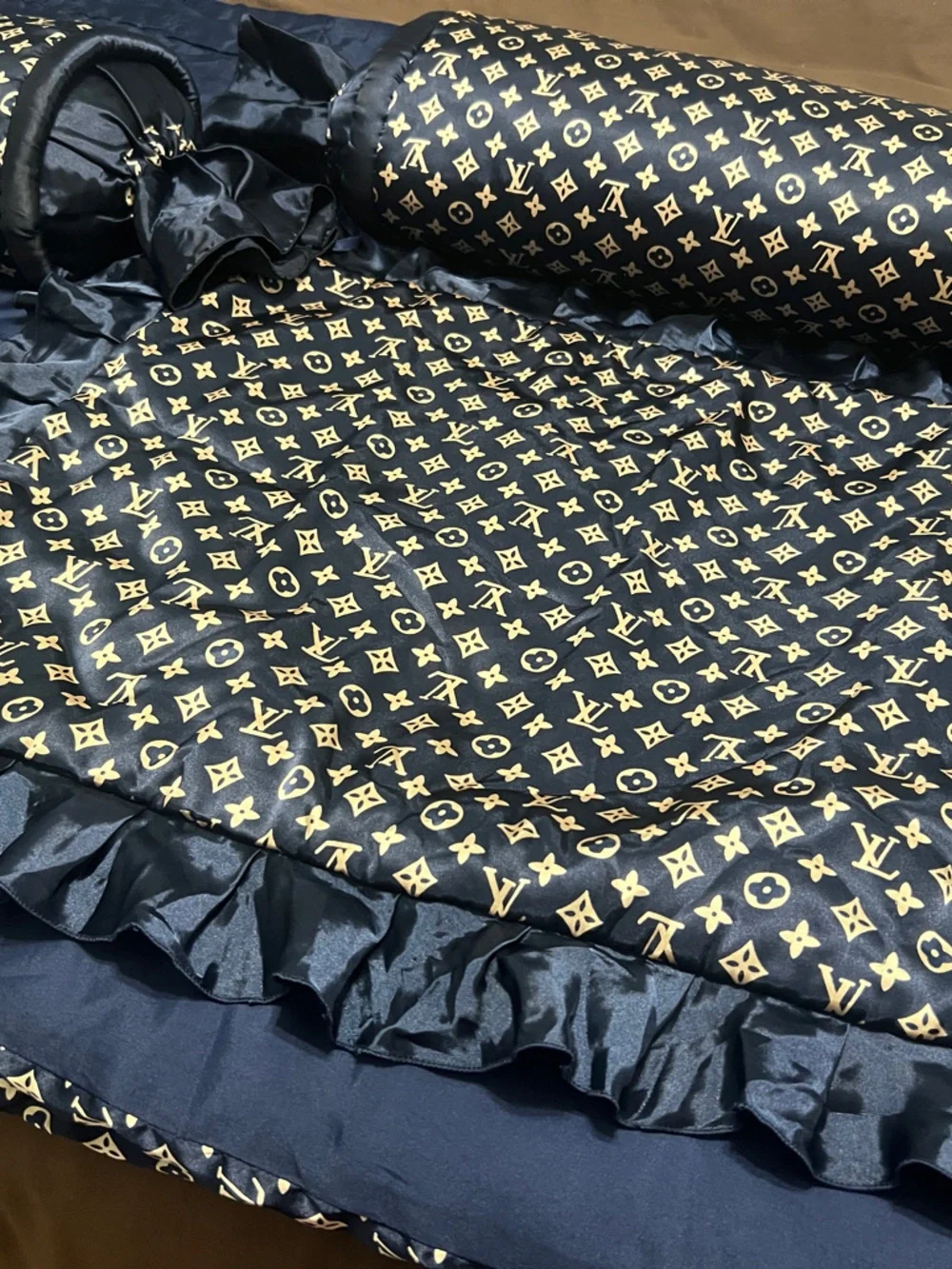 Navy blue & Gold Printed Comforter Set - Designer-Inspired Bedding
